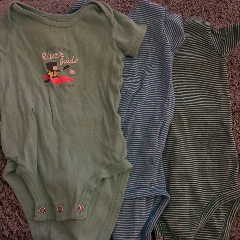 Carter's Green and Blue Kids Bodysuit Trio